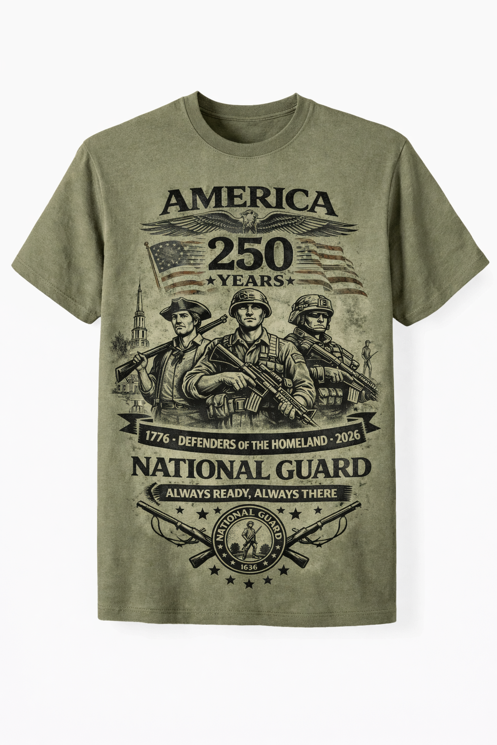 US National Guard America 250th Commemorative T Shirt