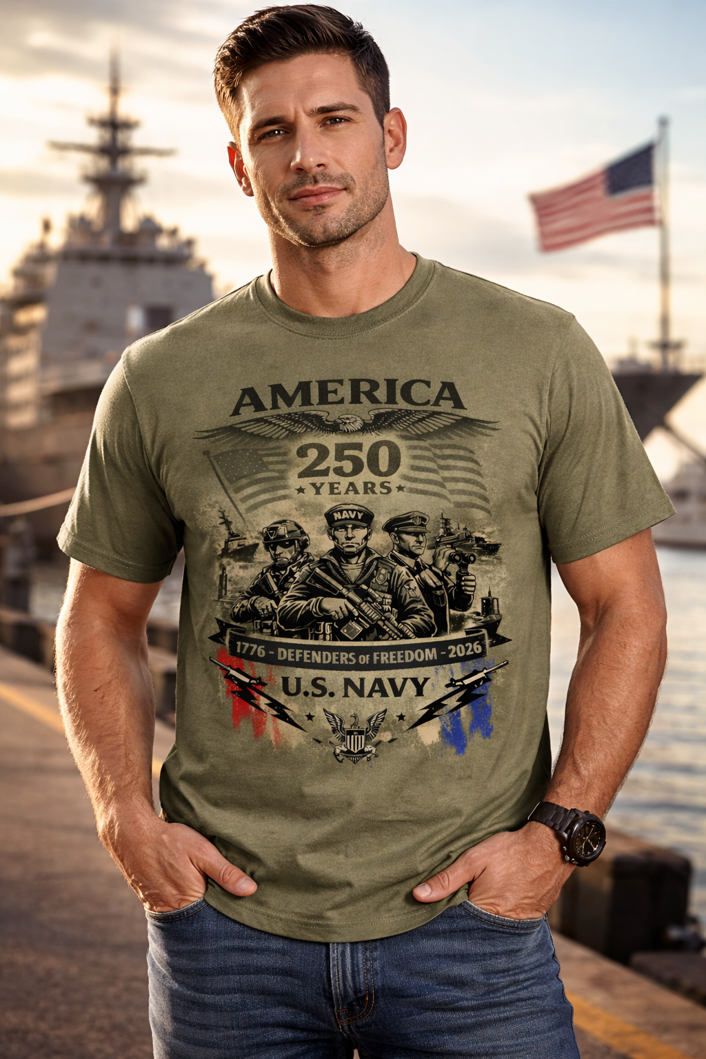 US Navy America 250th Commemorative T Shirt